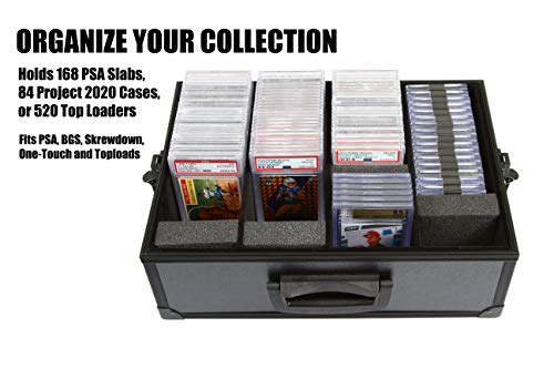 2TUFF Graded Card One-Touch and Screwdown Sports Card Case - Fits PSA Graded BGS Graded Slabbed Cards One Touch Screw Down Cases and Project 2020 Cards with Sleeves - 4 Slots with Lock and Key Latch