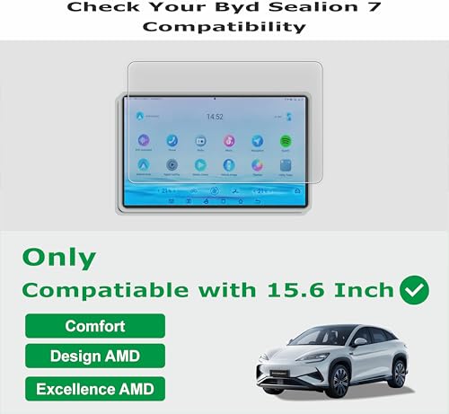Image of OHAYO 9H Hard Car Display Screen Protector for BYD Sealion 7(Matte) 15.6 Inch Infotainment System | Not Tempered Glass | Military Strength Scratch Resistant Touchscreen Guard | HD Clear | Anti Fingerprint | Bubble Free Installation | Compatible with BYD Sealion 7
