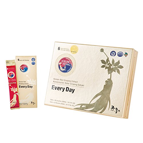 GeumHong Korean Panax Red Ginseng Extract Everyday - Extra Strength Extract High Potency. Immune System, Promote Mental & Sex Health, 10mlX30 Pouches