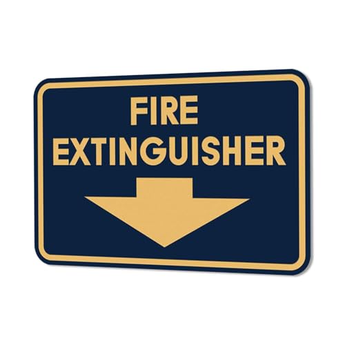 Image of Signs ByLITA Classic Framed Fire Extinguisher (Navy Blue /Gold) - X-Large