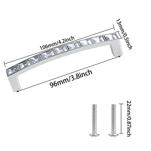 Zovfam Cabinet Handles Pulls 3.75 Inch Drawer Pulls Modern Crystal Glass Cabinet Hardware Clear Bling Dresser Handles U Shape Crystal Drawer Pulls, Pack Of 10 (3.75" Hole To Hole, 96Mm Length) #TOP1