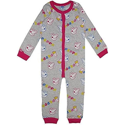 Peppa Pig Pijama de manga larga para niña, 99% algodón, estampado de personajes, gris Cover