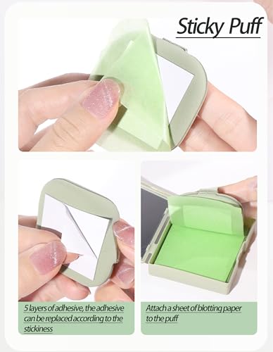 oil blotting paper - 300 sheets wmirror puff amp refills absorbs excess face oil controls shine gentle for makeup use