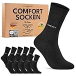 sockenkauf24 Comfort Socken ohne Gummibund & ohne Naht für Damen & Herren (10 Paar) Gesundheitssocken ohne Gummi mit Komfortbund 70209T (Schwarz 43-46)