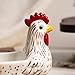 Bicuzat Ceramic Retro White Rooster Shape Sponge Holder for Kitchen Sink, Compact Sink Caddy Organizer, Scouring Pad and Dish Sponge Holder, A