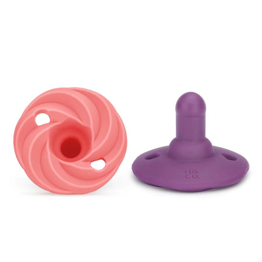 Image of Doodle & Co. Holland Classic Pacifier for New Born Babies | BPA Free Natural Nipple Shape 100% Silicone for Infants | Helps Promote Healthy Oral Development | 0-3 Months | Peach /Plum
