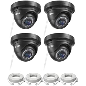 ZOSI 4 Pack 5MP 3K Add-on Security Dome POE Camera with Cable, 2880 x 1620 Indoor Outdoor IP Camera, 80ft Night Vision, 3.6mm Lens, 95°View Angle, IP66 Weatherproof (Only Work with ZOSI PoE
