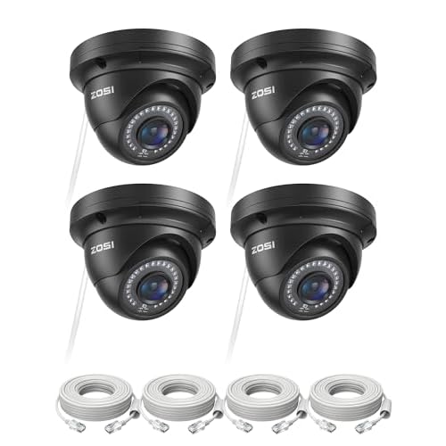ZOSI 4 Pack 5MP 3K Add-on Security Dome POE Camera with Cable, 2880 x 1620 Indoor Outdoor IP Camera, 80ft Night Vision, 3.6mm Lens, 95°View Angle, IP