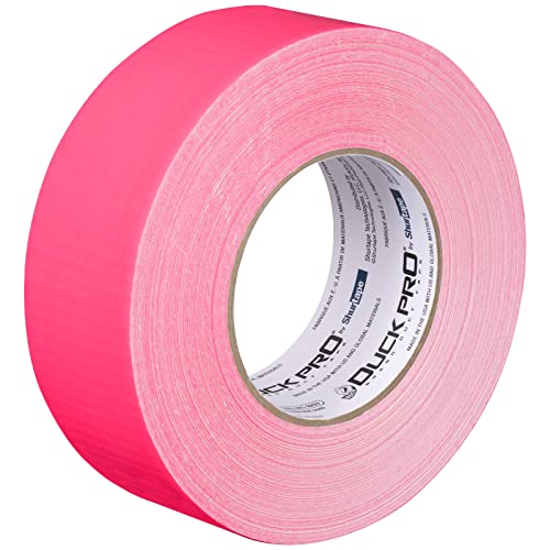 Image of Duck Pro by Shurtape General Purpose Grade, Specialty Grade, Fluorescent Cloth Duct Tape for Labeling, Floor Marking and Book Binding, 48mm x 60yd, 9.0 mil, Fluorescent Pink, 1 Roll (105485)