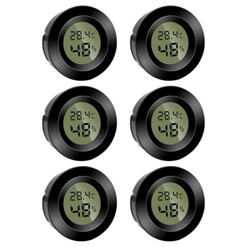 6 Stück Mini Digital Hygrometer Thermometer Rund Luftfeuchtigkeitsmessgerät Temperatur Feuchtemessgerät Fahrenheit (℉) or Celsius(℃) für...