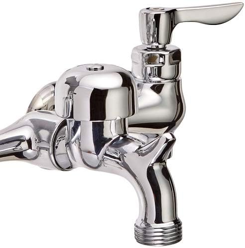 Miniatura 2 de American Standard 8351.076.002 Grifo utilitario de montaje en pared con vástagos desplazados y manijas de palanca de metal, cromo pulido