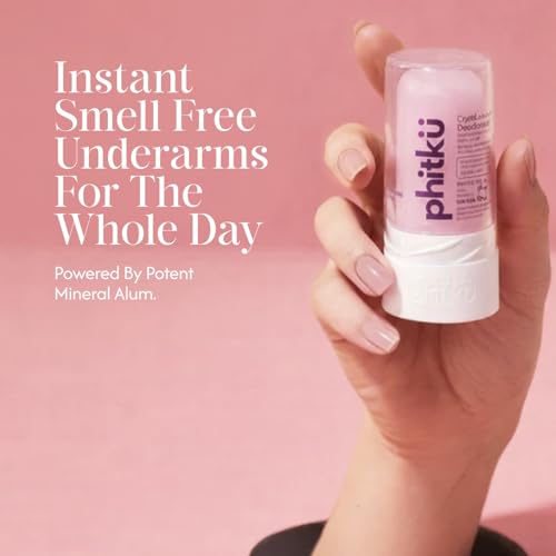 Image of Phitku Crystal Roll On with Rose Extract | Natural Alum | Brightens Dark Underarms, Controls Body Odour | Fragrance-Free & Alcohol Free | Men & Women | 100g