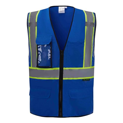 3C Products Deluxe Royal Ultra Cool Mesh Safety Vest with Clear ID pocket (Large)