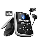 Reproductor MP3 Bluetooth con Clip Deportivo | Auriculares incluidos | Memoria de 16GB, Ampliable a 128GB | Pantalla HD a Color, 34h de batería | SD y USB-C | Reproductor MP3 Oakcastle MP250