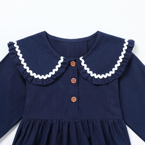 HILEELANG Toddler Girls Long Sleeve Dress Fall Autuman Cotton Casual Floal Jersey Shirt Dresses3
