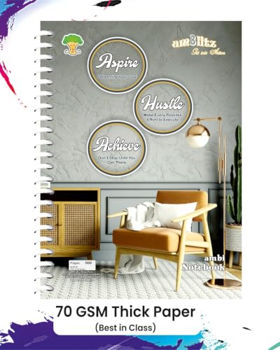 Image of amblitz Spiral Notebook | UnRuled | 500 Pages | A4 Size - 21 X 29.7 CM | 70 GSM Thick Paper | Notebook for Student