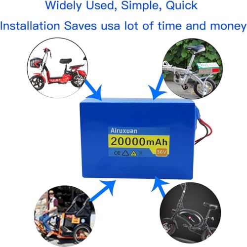 Image of 36V Ebike Battery 20Ah Electric Bike Battery with 2A Charger, T-Plug, XT60 Connector and BMS for 250-750W Electric Bicycles Motor