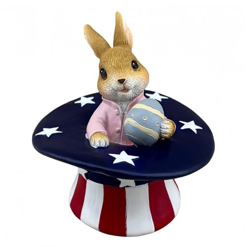 Estatua conejito de Pascua sombrero de mago en resina