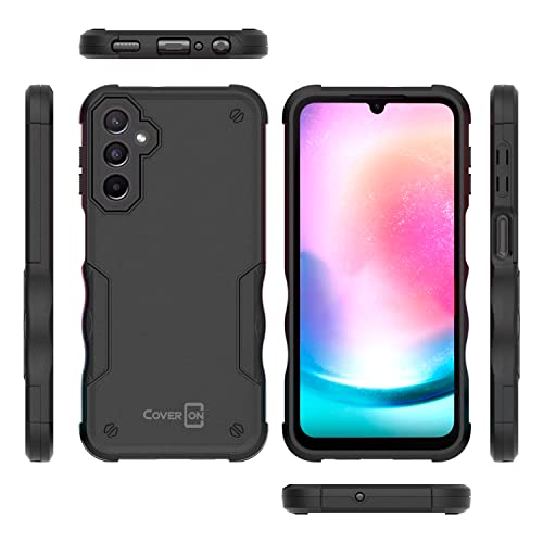 Coveron Heavy Duty Designed For Samsung Galaxy A24 Case, Rugged Military Grade A Hard Plastic Hybrid Tpu Skin Grip Protective Rigid Tough Cover Fit Samsung Galaxy A24 Phone Case - Black #TOP4
