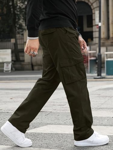Image of GRECIILOOKS Men's Cargo Pants | 6 Pocket Cotton Cargo Joggers for Men | Loose Fit Stylish Pant with Pockets | Casual Baggy Trousers & Streetwear Lower