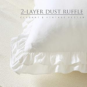 2 Pack White Ruffled Euro Shams Pillow Covers Washed Cotton 26×26 inches Farmhouse Bed Pillowcases White 26×26 inches