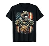 Baseball Catcher American Flag Gift