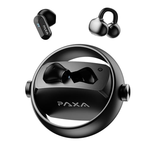 PAXA 2 in 1 a Cuffie Auricolari Aperte Clip per Orecchie Aperte, Bluetooth 6.0 Zero Ritardo, Ultra-Lunga 140 Ore, Riconoscimento Automatico L/R, Hi-Fi Suono per Lavoro Fitness Corsa, Ctbuds Nero