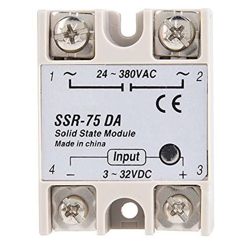 Respicefinem SSR-75DA 75Amp DC AC Solid State Relay 3-VDC Input 24-380VAC Output NO Type for Precision Industrial Automation Control