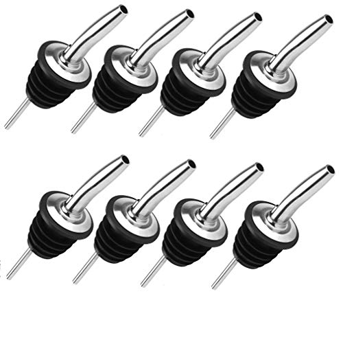 NJ Metal Bottle Pourers for Syrup and Olive Oil, Pouring Spouts for Liquor, Wine and Spirits Perfect for Restaurant, Bar, Hotel, Kitchen Use : 8 Pcs Set