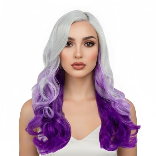 STfantasy Purple Ombre Wig Long Wavy Purple Cosplay Wig for Women Heat Resistant No Tangle No Shedding Perfect for Party Costume Mardi Gras and Gothic Styles