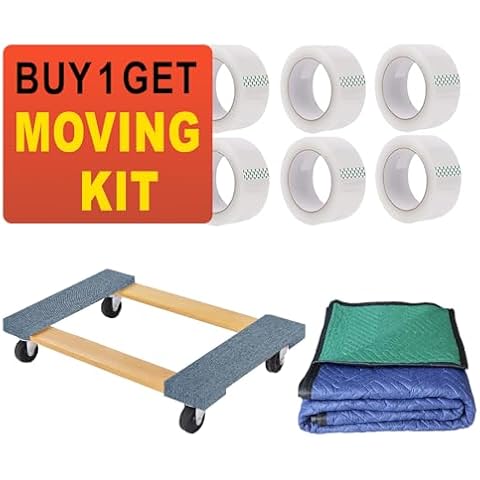 Fully Assembled Hardwood Furniture Moving Dolly, Heavy Duty 30" X 18" Swivel Casters Mover Wooden Dollies Bearing 2000lbs Capacity, Free 1 Blanket 6 Packing Tape and 1 Dispenser Cover