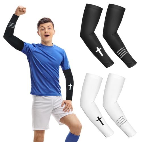 2 Pairs Cross Arm Sleeve Christian Compression Arm Sleeve Youth Football Baseball Volleyball