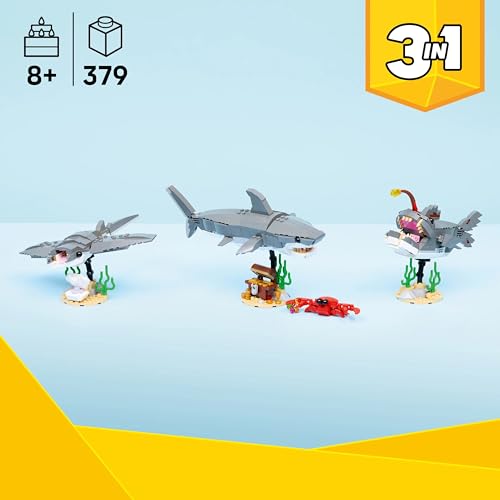 Image of LEGO Creator Fierce Shark with a Treasure Chest Toy - Rebuilds into Anglerfish or Manta Ray - 31381