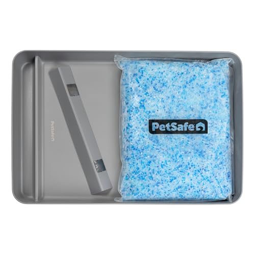 PetSafe ScoopFree Official Stainless Steel Reusable Tray - Includes 4.3 lb. of Premium Non-Clumping Crystal Cat Litter Fresh Scent