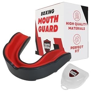 SafeGrin Pro Mouth Guard for Boxing – Essential Shock Absorbing Boxing Equipment – Custom Fit Youth Mouth Guard for Sports – Ideal Mouth Protection for Boxing, MMA, Muay Thai and More – Adult