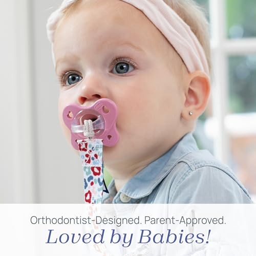 Image of Chicco PhysioForma Dual Soft Orthodontic Pacifier for Babies 6-16 Months, 100% Soft Silicone, Supports Breathing, One-Piece Design, Included Sterilizing Case, BPA Free, 2-Pack, Grey /Dusty Rose