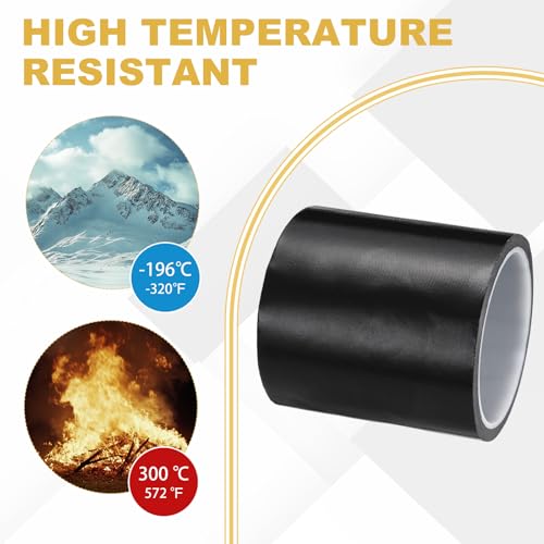 Image of PATIKIL High Temperature PTFE Tape 3-15 /16 Inch x 33 Feet, PTFE Coated Fiberglass Adhesive Tape for Vacuum Sealer Machines Hand-Impulse Sealers Insulation, Black