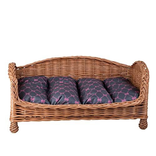 e-wicker24 Canapé - Panier pour Chien en Osier avec Coussin,Panier en Osier