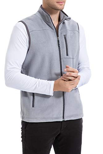 Trailside Supply Co. Men's Full-Zip Polar Fleece Vest Lightweight Sleeveless Jacket Light Grey Size Medium #TOP5