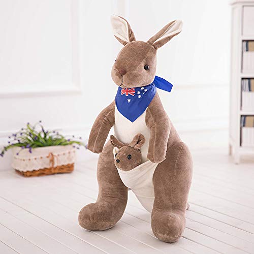 FIASHCN Creative Mother and Son Kangaroo Plush Toy Cute Kangaroo Pillow Stuffed Animal Dolls Baby Appease Toy for Kids Gift 30cm Dark Grey-A