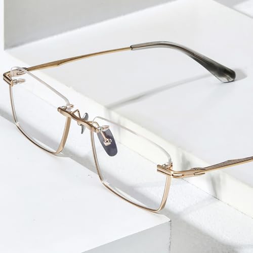 Image of FONEX Pure Titanium Glasses Frame Men Semi Rimless Square Eyeglasses Eyewear DTX416