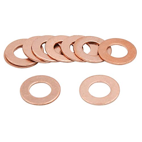 X AUTOHAUX 10 Pcs 10mm Inner Dia Copper Washers Flat Sealing Gaskets Rings, Copper Tone, 10*19*1mm - Image 2