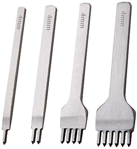 KEWAYO White Steel 4mm 1/2/4/6 Prong DIY Diamond Lacing Stitching Chisel Set Leather Craft Kits