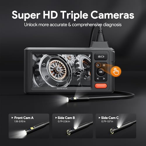 50FT Triple Lens Sewer Camera, DEPSTECH Borescope with 5\" IPS Screen, 1080P Endoscope Camera with Light, Flexible Snake Inspection Camera for Wall, Plumbing, Automotive Engine Inspect - Thumbnail 5