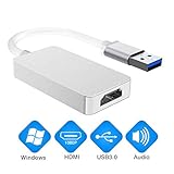 ✔ 【Adaptador USB 3.0 a HDMI】 El adaptador USB a HDMI conecta una computadora a través de USB a un HDTV, monitor o proyector con HDMI; Solución de gráficos USB de mayor rendimiento disponible. Combina video y audio a través de un solo cable HDMI y cable USB. --- Nota: solo es compatible con Windows 7, Windows 8, Windows 10.