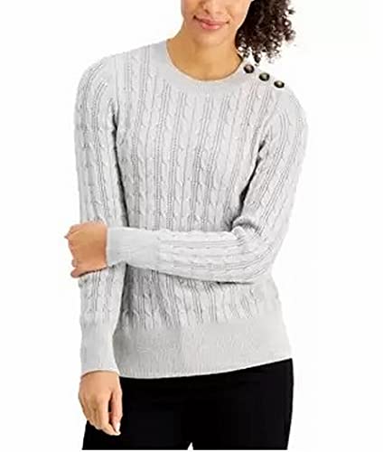 Charter Club Women's Gray Glitter Cable Knit Sweater #TOP30