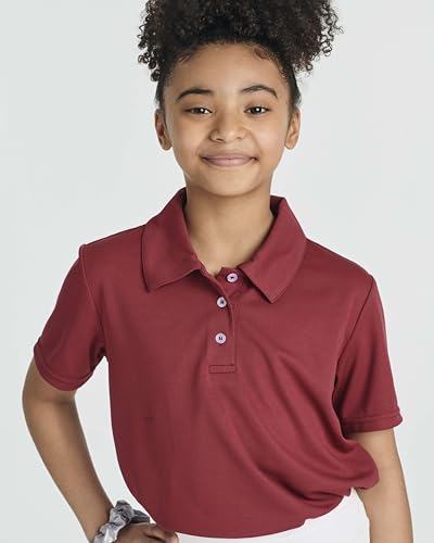 Image of 3 Pack Girls' Mesh Polo Shirts Short Sleeve Collared School Uniform Tops | Sizes 4-18, Quick Dry Performance Knit, Easy Care Everyday, Back To Class Ready, Plain Smart Collar, Golf