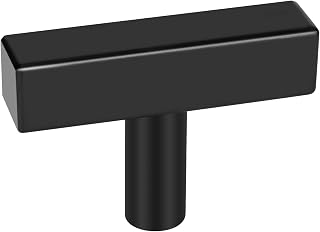10Pack Matte Black Cabinet Knobs Furniture Hardware Drawer Pulls - Goldenwarm LSJ22BK Kitchen and Bathroom Knobs T Bar Square Modern Cupboard Door Handles 2 inch Overall Length