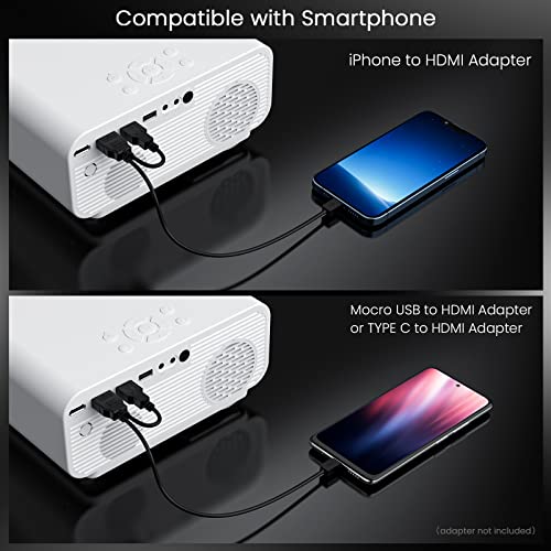 Honpow Projector, Native 1080P Full Hd Bluetooth Projector, 11000 Lumens Mini Portable Outdoor Indoor Movie Projector Compatible With Laptop, Smartphone, Tv Stick, Xbox, Ps5 #TOP7