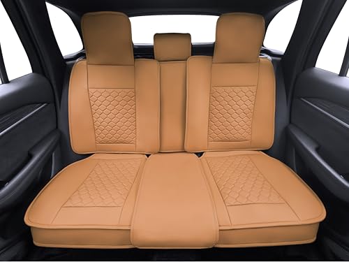 Image of Elantrip Car Seat Cover Full Set Leather Car Seat Protector Universal fit for Most Cars SUVs and Trucks Water Proof Front and Rear Seat Protector Whiskey Color